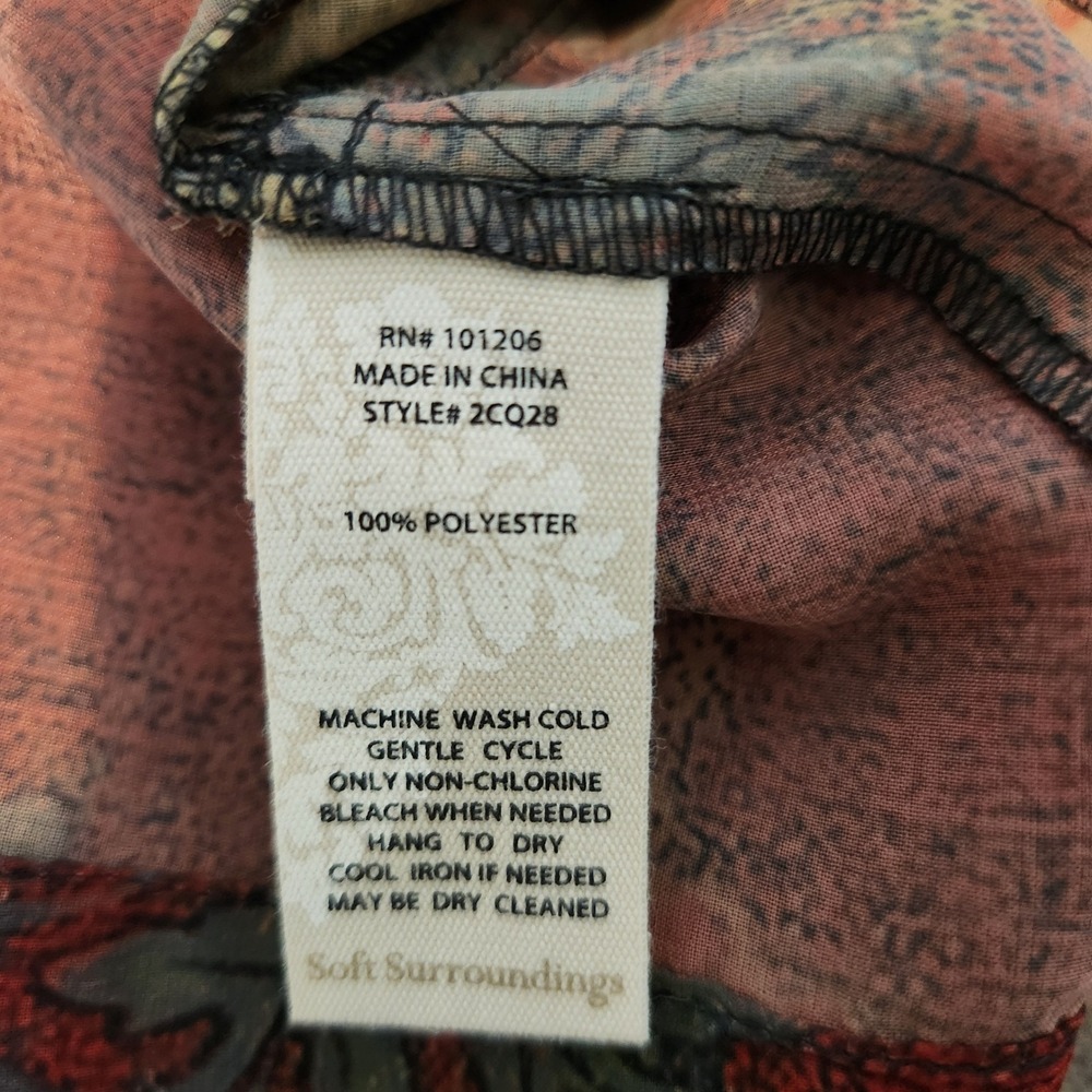 Soft Surroundings Long Kimono Duster Floral Boho Open Front Red Size Large - Picture 9 of 9